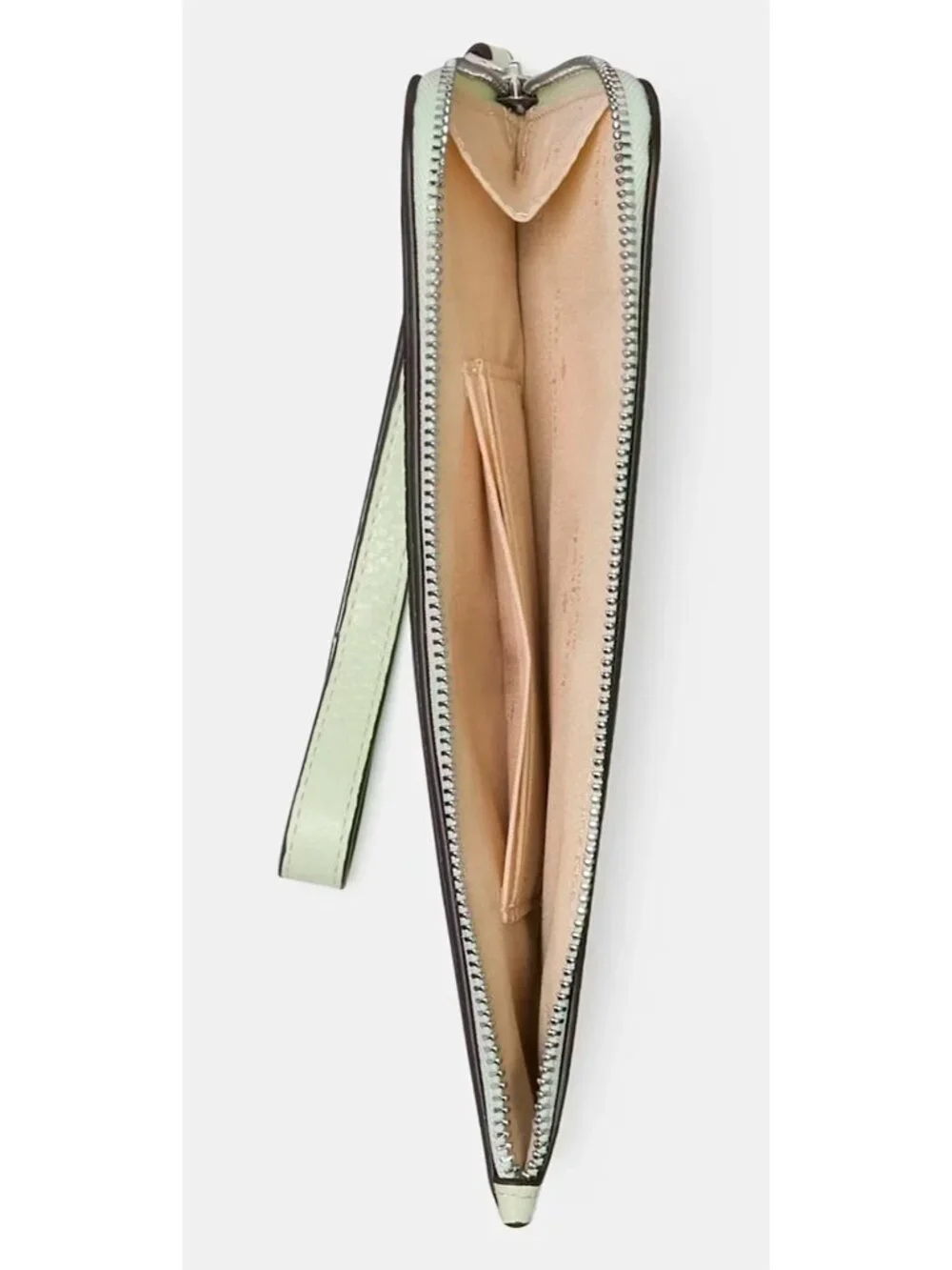 S Kate Spade Lucy Light Lime Green Leather Medium L-Zip Wristlet KE574 NWT $139